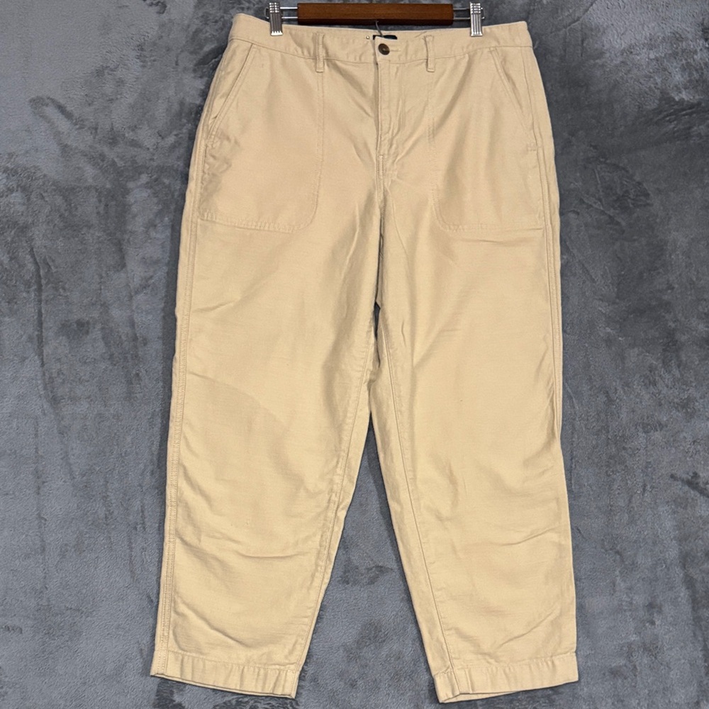 J. Crew Women's 100% Cotton Tan Wide leg Cropped Pants Women's Size 14